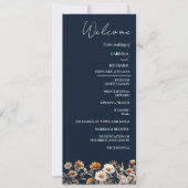 Elegant Boho Blue Wildblume Wedding Program Card Einladung (Vorderseite)