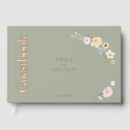 Elegant boho Blume Sage Wedding Gästebuch