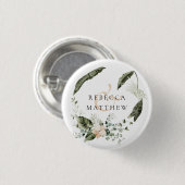 Elegant Boho Blumengrün Hochzeit Button (Vorne & Hinten)