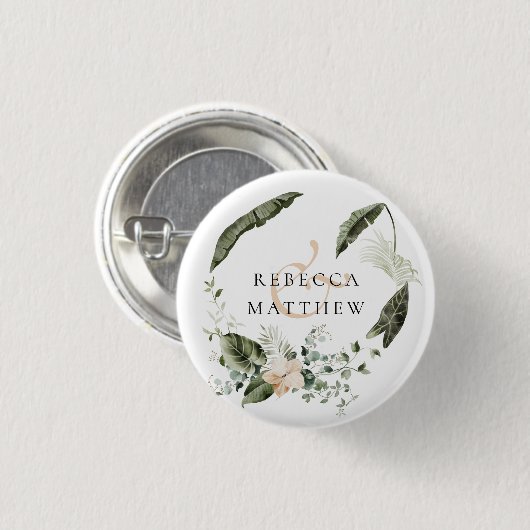 Elegant Boho Blumengrün Hochzeit Button (Vorne & Hinten)
