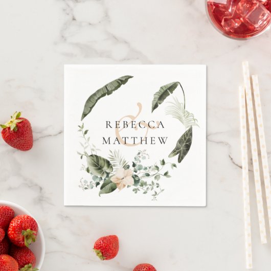 Elegant Boho Blumengrün Hochzeit Serviette (Beispiel)