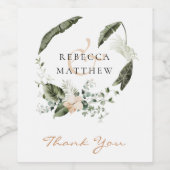 Elegant Boho Blumengrün Hochzeit Weinetikett (Einzelnes Label)