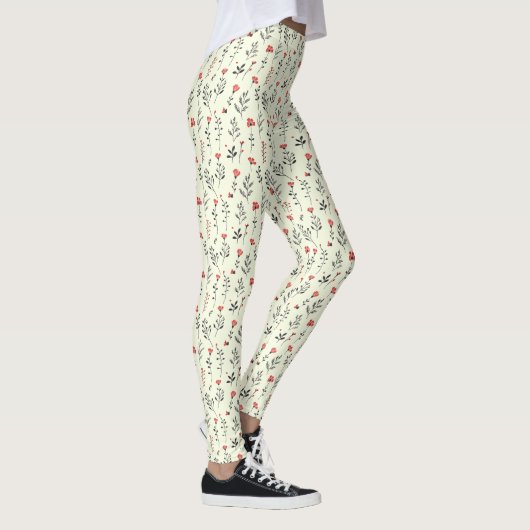 Elegant Boho-Blumenmuster – einfaches Wildblumen-D Leggings (Rechts)