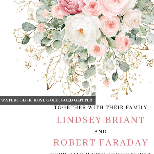 Elegant Boho Blush Floral Wedding Invite Einladung