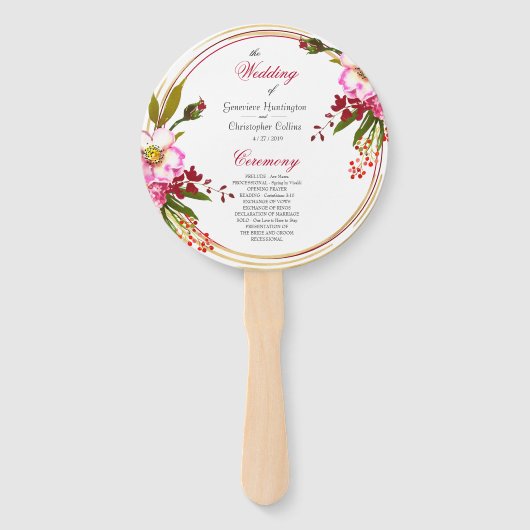 Elegant Boho Blush Pink Blumenzeremonie Fächer (Vorderseite)
