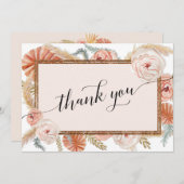 Elegant Boho Blush Tropical Palm Pampas Dankeskarte (Vorne/Hinten)