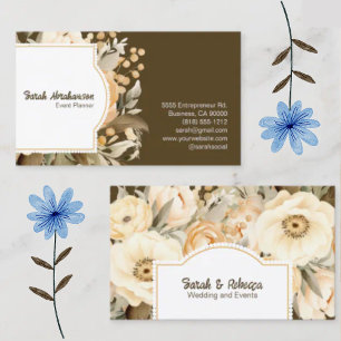 Elegant Boho Bohemian Gold Champagner Braun Floral Visitenkarte