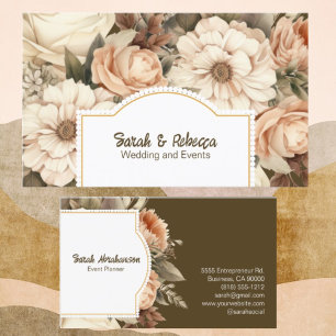 Elegant Boho Bohemian Gold Champagner Braun Floral Visitenkarte