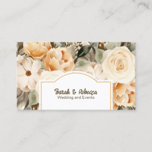 Elegant Boho Bohemian Gold Champagner Braun Floral Visitenkarte