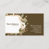 Elegant Boho Bohemisch Gold Champagne Brown Floral Visitenkarte (Rückseite)