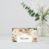 Elegant Boho Bohemisch Gold Champagne Brown Floral Visitenkarte (Stehend Vorderseite)