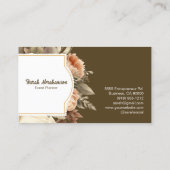 Elegant Boho Bohemisch Gold Champagne Brown Floral Visitenkarte (Rückseite)