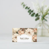 Elegant Boho Bohemisch Gold Champagne Brown Floral Visitenkarte (Stehend Vorderseite)