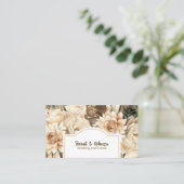 Elegant Boho Bohemisch Gold Champagne Brown Floral Visitenkarte (Stehend Vorderseite)