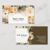 Elegant Boho Bohemisch Gold Champagne Brown Floral Visitenkarte (Vorne/Hinten)