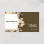 Elegant Boho Bohemisch Gold Champagne Brown Floral Visitenkarte (Rückseite)