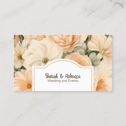 Elegant Boho Bohemisch Gold Champagne Brown Floral Visitenkarte (Vorderseite)