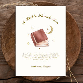 Elegant Boho Book Moon Star Baby Shower Dankeskarte