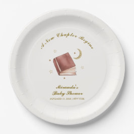 Elegant Boho Book Moon Star Baby Shower Pappteller