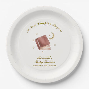 Elegant Boho Book Moon Star Baby Shower Pappteller