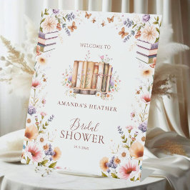 Elegant Boho Book Theme Brautparty Willkommen Sockelschild