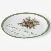 Elegant Boho Botanical Christmas Tree Dinner Plate Pappteller (Schrägansicht)