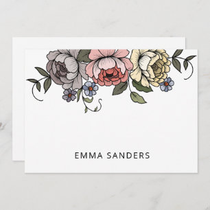Elegant Boho Botanical Florals Personalisiert Mitteilungskarte