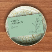 Elegant boho botanical pastel green QR code Visitenkarte