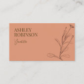 Elegant boho botanical pastel terracotta QR code Visitenkarte (Vorderseite)