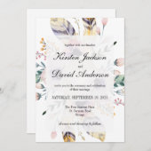 Elegant Boho Bouquet Wedding Invitation Einladung (Vorne/Hinten)