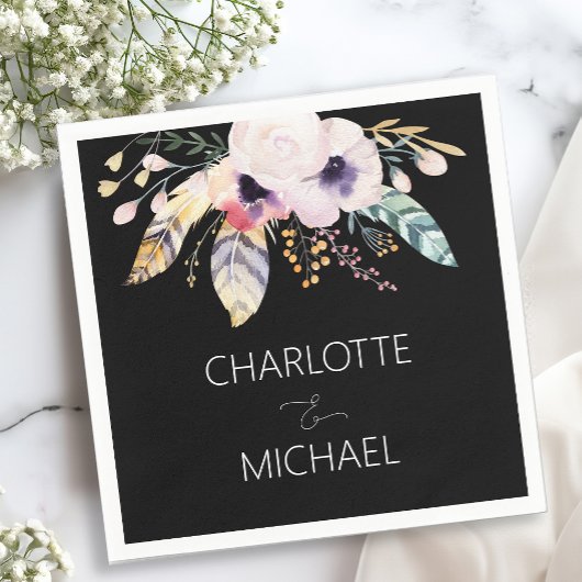 Elegant Boho Bouquet Wedding Serviette