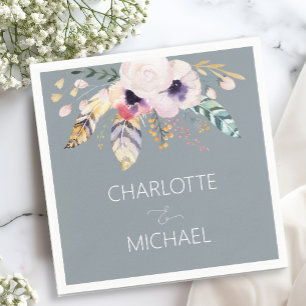 Elegant Boho Bouquet Wedding Serviette