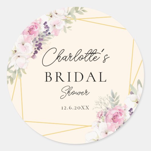 Elegant Boho Brautparty Classic Round Sticker (Vorderseite)