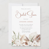 Elegant Boho Brautparty Floral Einladung (Vorderseite)