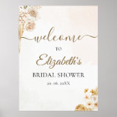 Elegant Boho Bridal Shower with Beige and Golden  Poster (Vorne)