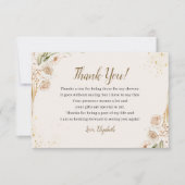 Elegant Boho Bridal Shower with Beige & Yellow Flo Dankeskarte (Vorderseite)