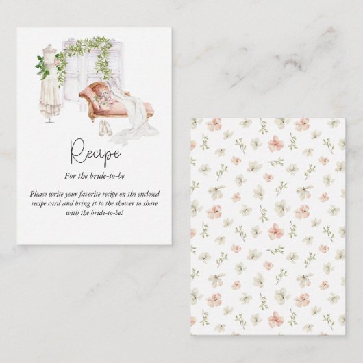 Elegant Boho Bride's Room Recipe Anfrage Begleitkarte (Vorne/Hinten)