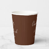 Elegant Boho Brown Script Minimalist Wedding Pappbecher (Rechts)