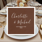 Elegant Boho Brown Script Minimalist Wedding Serviette