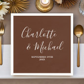 Elegant Boho Brown Script Minimalist Wedding Serviette