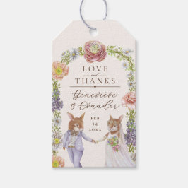 Elegant Boho Bunny Rabbit Liebe Floral Wedding Geschenkanhänger