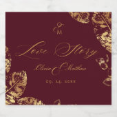 Elegant Boho | Burgund Gold Herbsthochzeit Schaumweinetikett (Einzelnes Label)