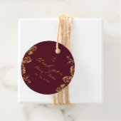 Elegant Boho | Burgund und Gold Herbsthochzeit Geschenkanhänger (Beispiel)