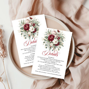 Elegant Boho Burgunder Floral Eukalyptus Gold Begleitkarte