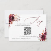 Elegant Boho Burgunder Herbst Blumen QR CODE RSVP Karte (Vorderseite)