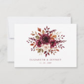 Elegant Boho Burgunder Herbst Blumen QR CODE RSVP Karte (Rückseite)