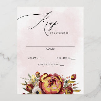 Elegant Boho Burgundy Blush Floral UAWG Folie Einladungspostkarte