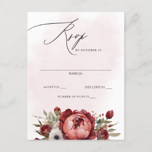 Elegant Boho Burgundy Blush Floral UAWG Postkarte