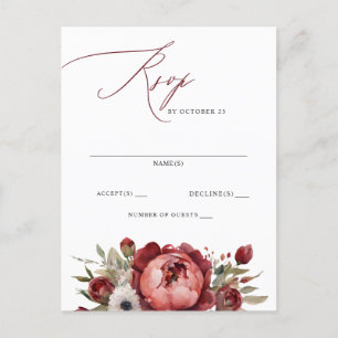 Elegant Boho Burgundy Blush Floral UAWG Postkarte