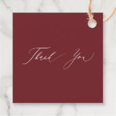 Elegant Boho Burgundy Blush Floral Wedding Geschenkanhänger (Rückseite)